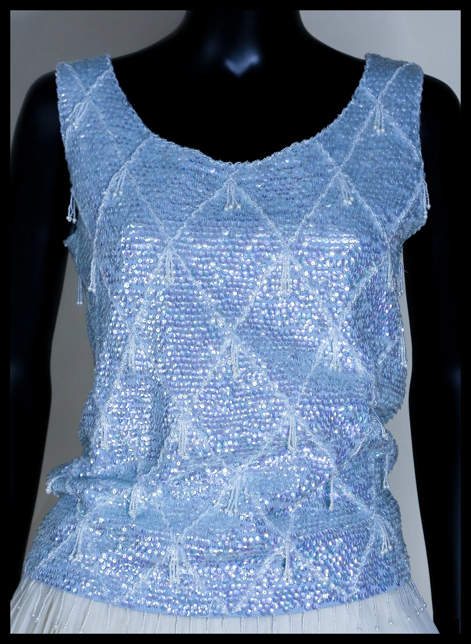 Vintage 1950s Blue Sequin Top