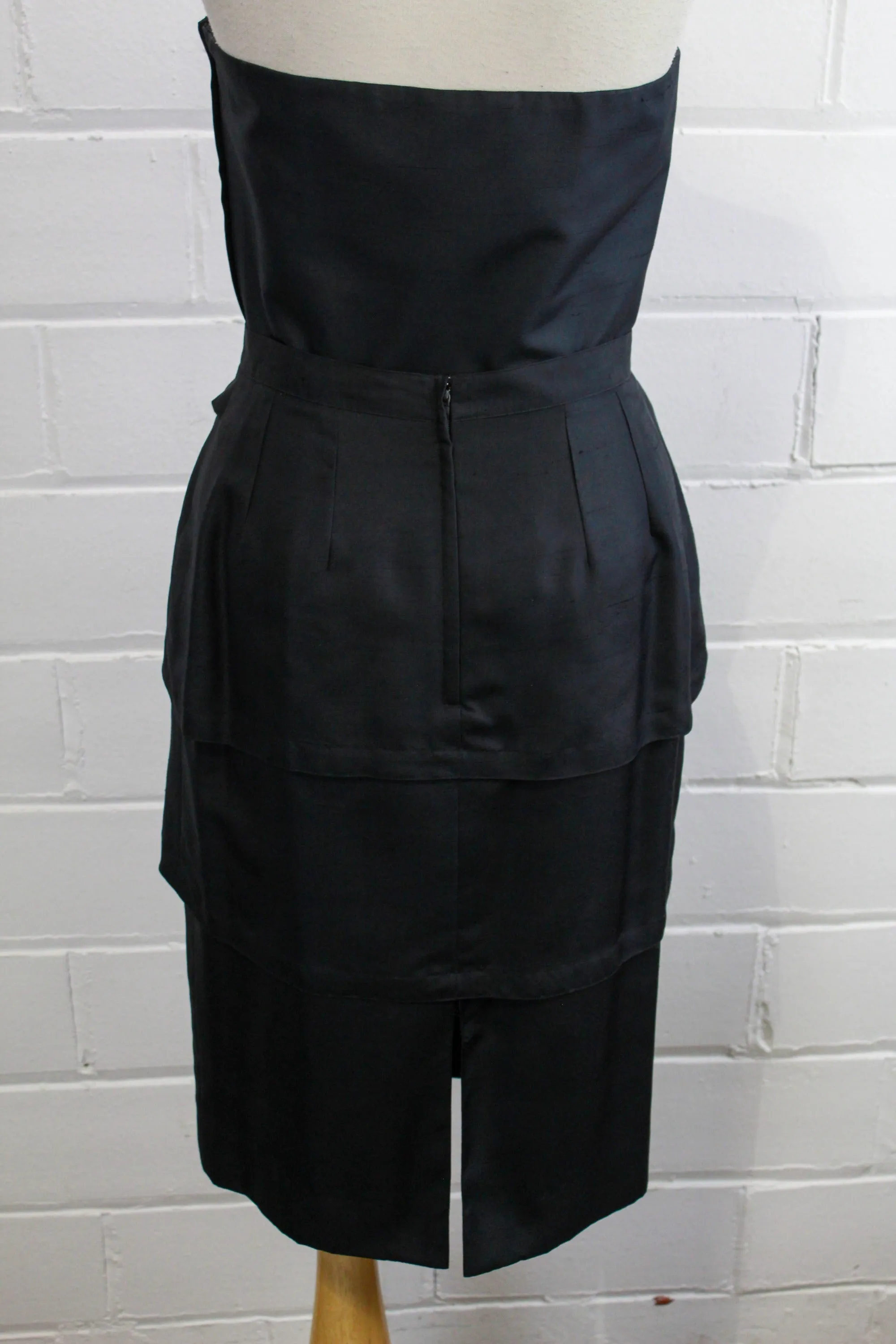 Vintage 1980s Guy Laroche Black Silk Skirt Set, Small