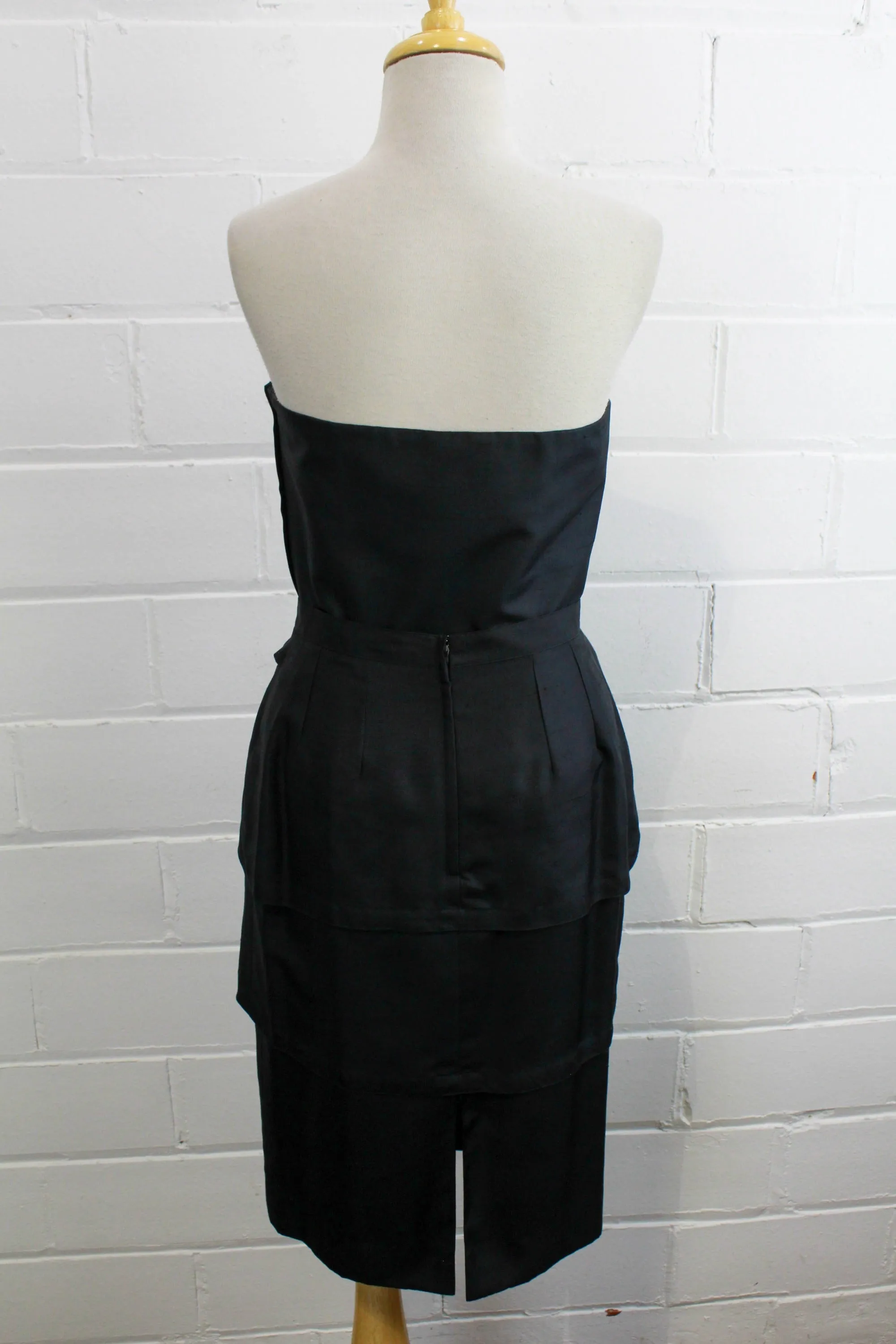 Vintage 1980s Guy Laroche Black Silk Skirt Set, Small