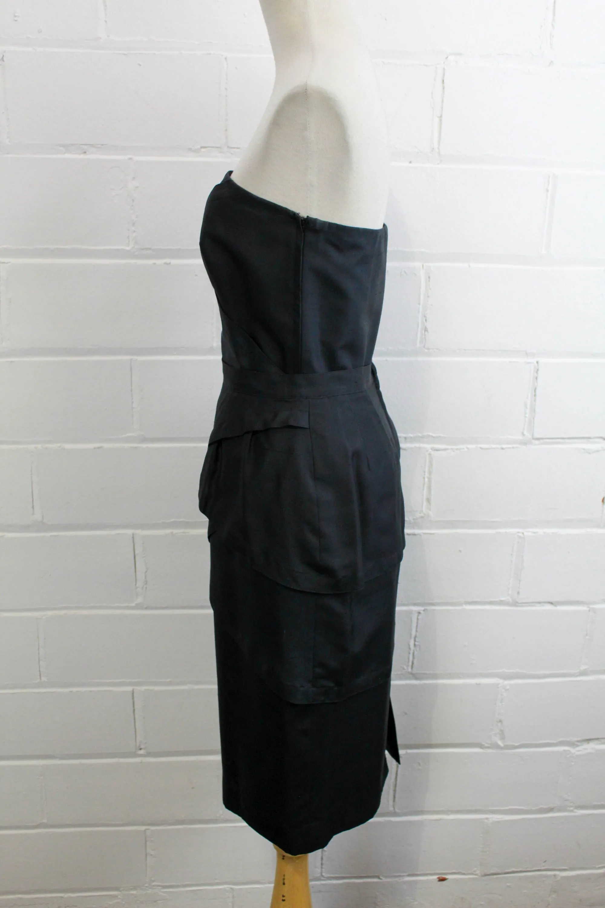 Vintage 1980s Guy Laroche Black Silk Skirt Set, Small