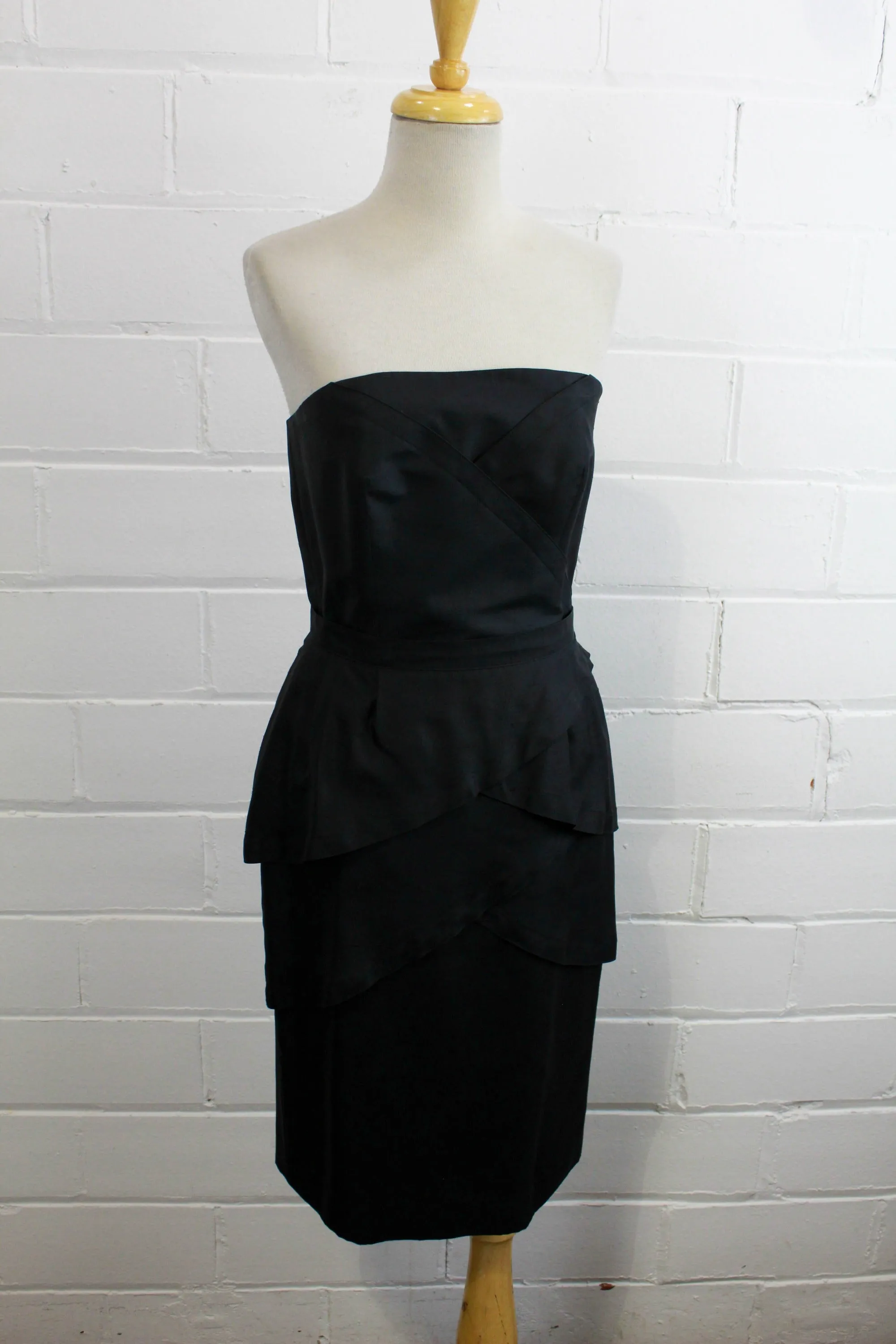 Vintage 1980s Guy Laroche Black Silk Skirt Set, Small