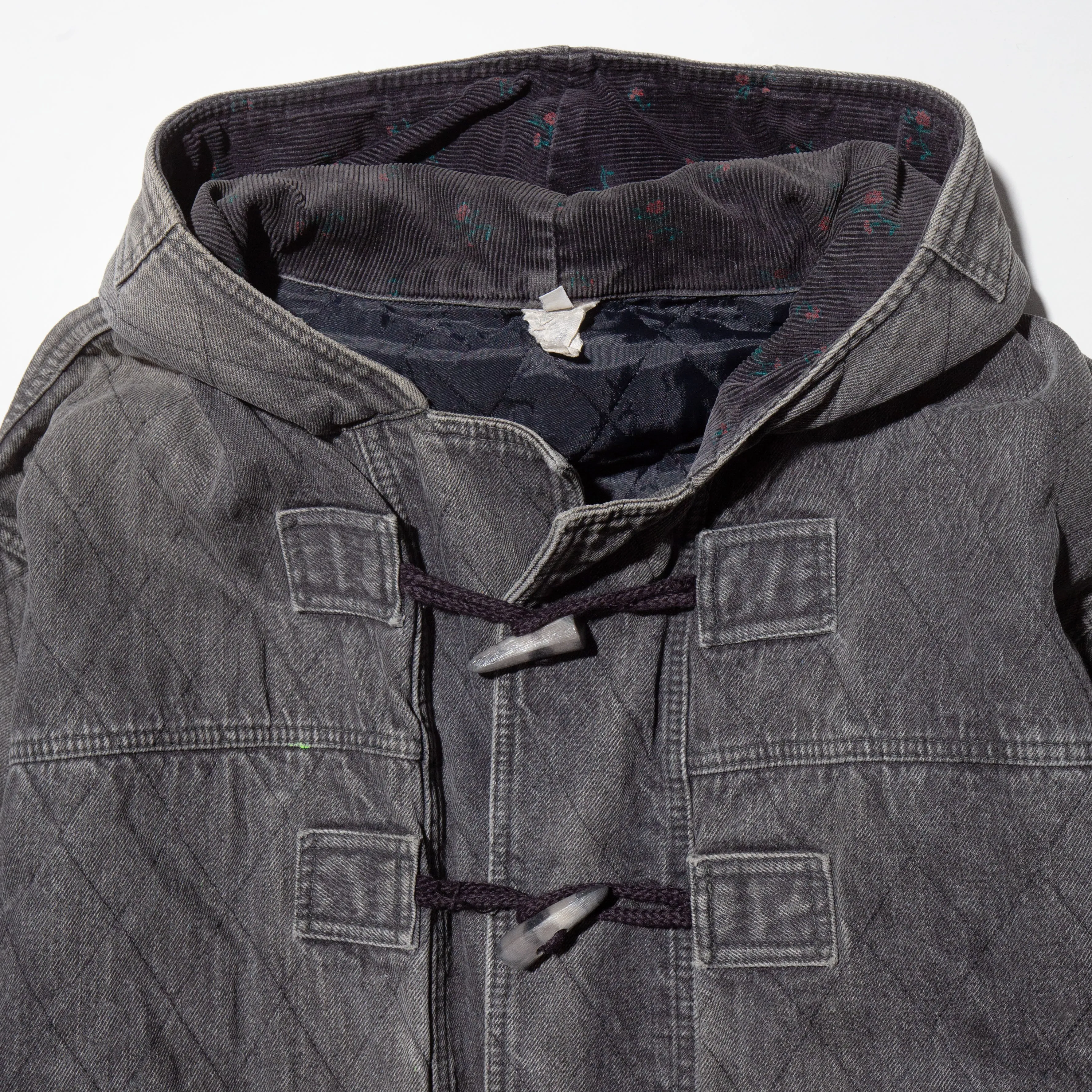 vintage faded denim duffle coat