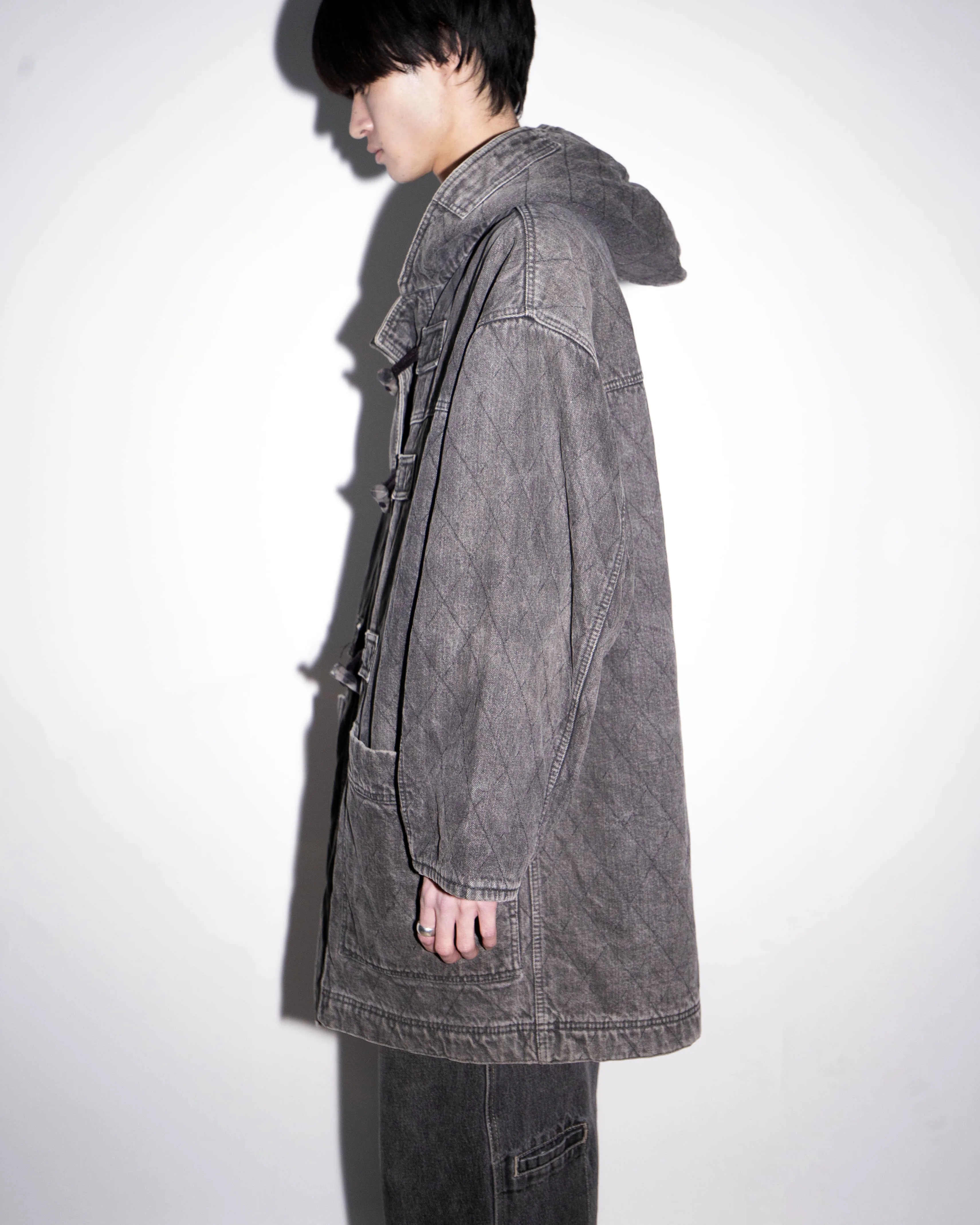 vintage faded denim duffle coat