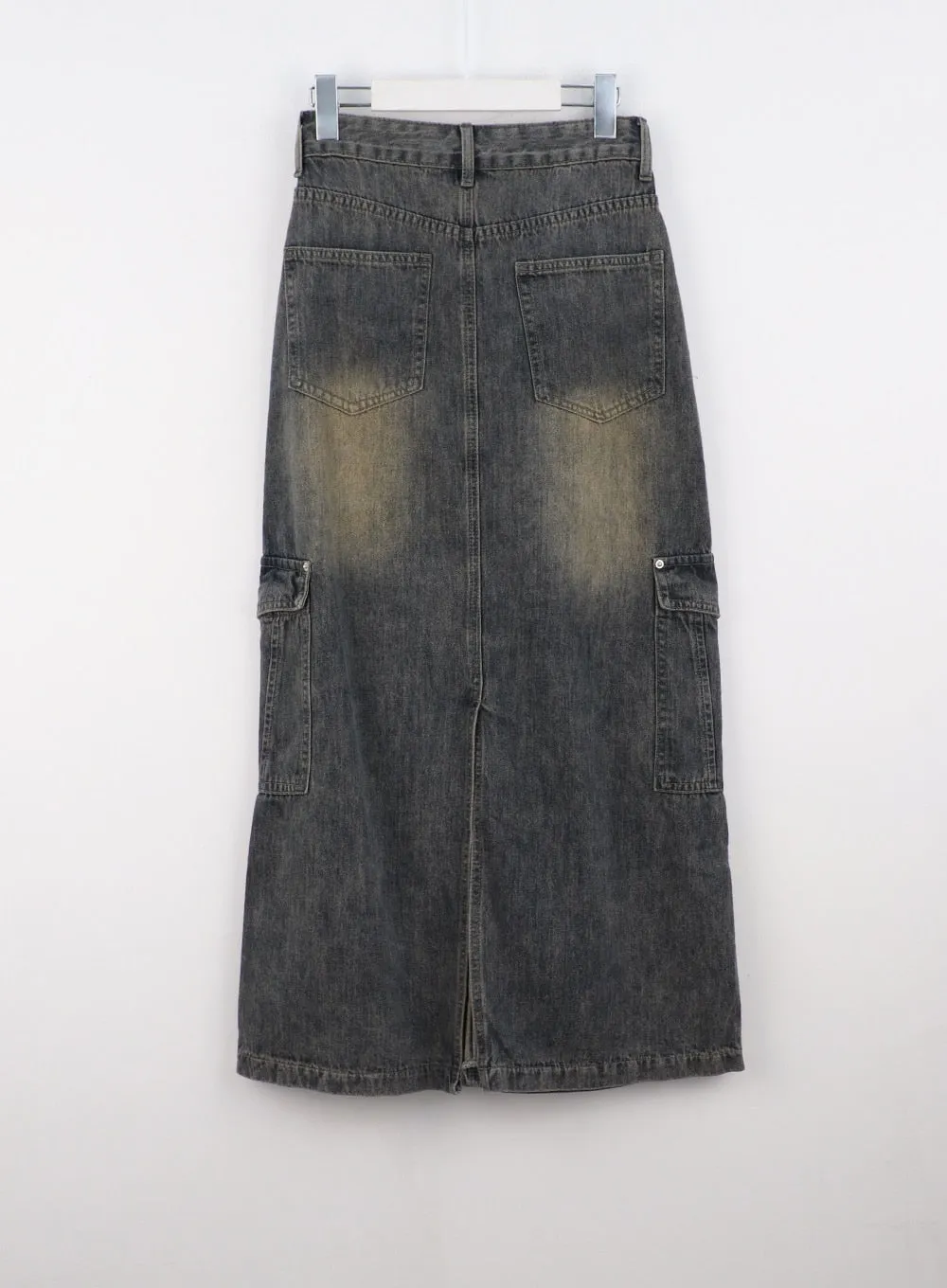 Vintage Wash Maxi Denim Skirt CS325