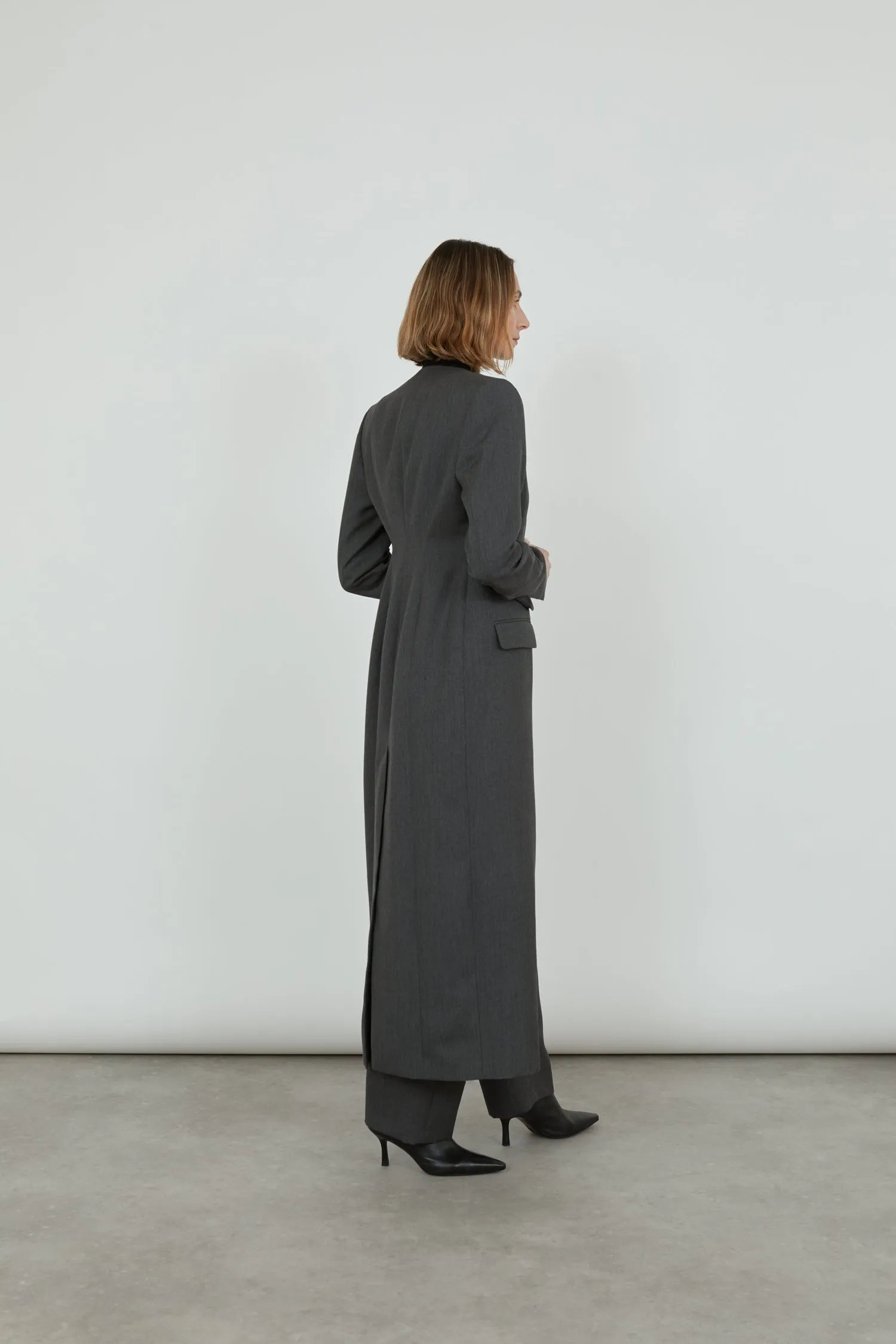 Virginia blazerdress | Dark grey - Virgin wool