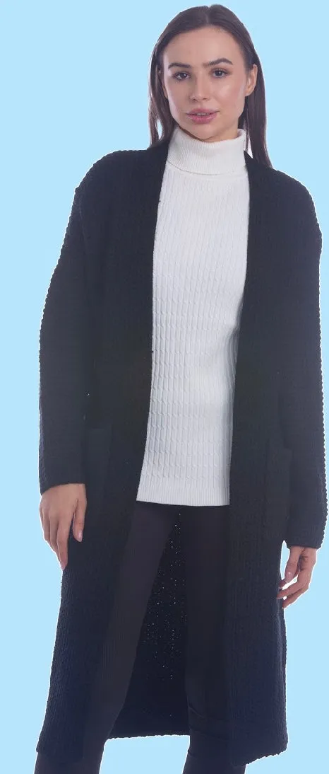 Waffle Knit Long Cardigan (2 Colors)