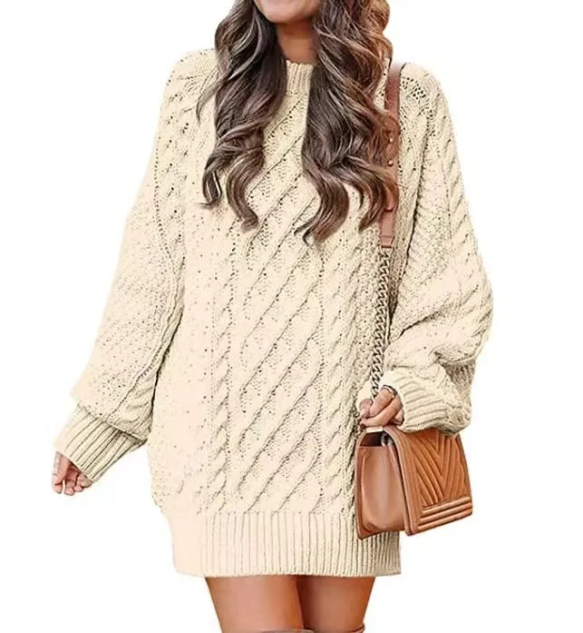 Wjczt fall trends 2024 outfits 2024 Knitwear Women's Long Sleeve Loose Half Turtleneck Collar Thick Needle Pullover plus Size Solid Color Sweater Coat Autumn and Winter