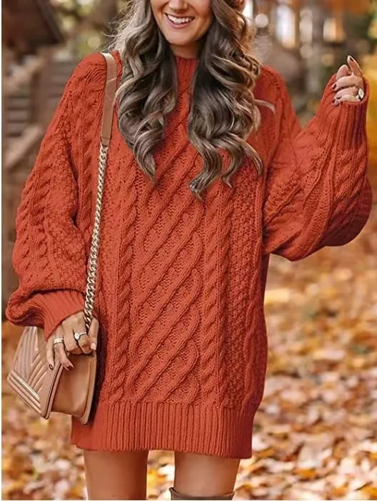 Wjczt fall trends 2024 outfits 2024 Knitwear Women's Long Sleeve Loose Half Turtleneck Collar Thick Needle Pullover plus Size Solid Color Sweater Coat Autumn and Winter