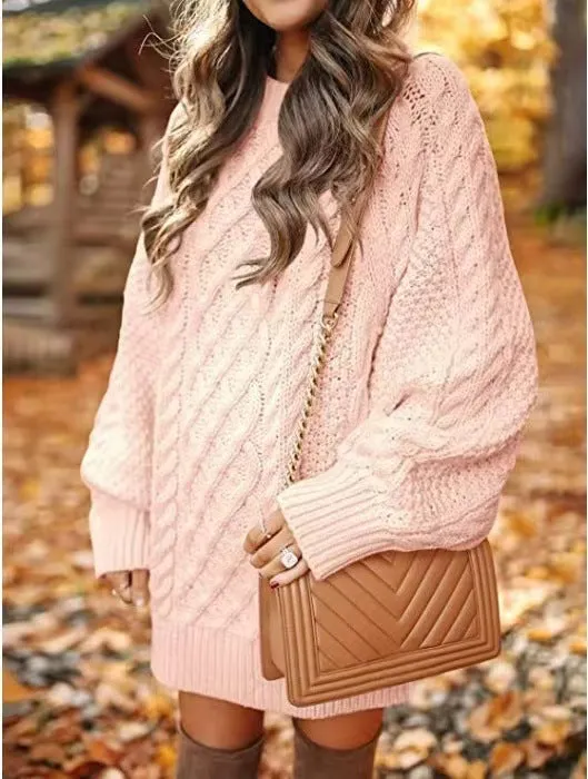 Wjczt fall trends 2024 outfits 2024 Knitwear Women's Long Sleeve Loose Half Turtleneck Collar Thick Needle Pullover plus Size Solid Color Sweater Coat Autumn and Winter