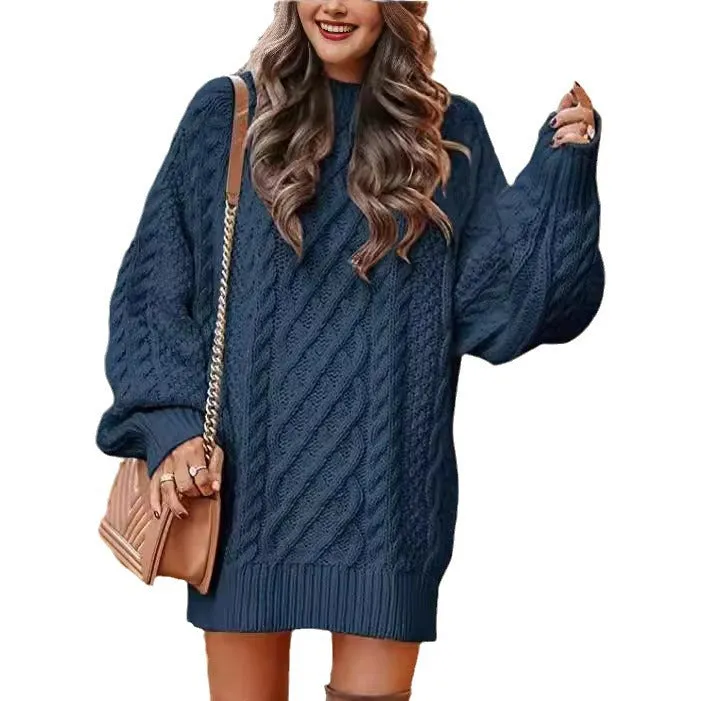 Wjczt fall trends 2024 outfits 2024 Knitwear Women's Long Sleeve Loose Half Turtleneck Collar Thick Needle Pullover plus Size Solid Color Sweater Coat Autumn and Winter