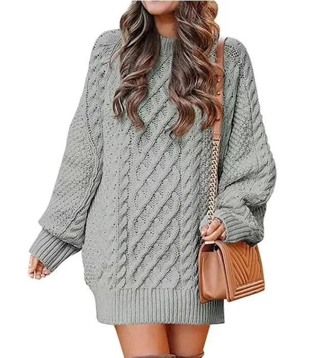 Wjczt fall trends 2024 outfits 2024 Knitwear Women's Long Sleeve Loose Half Turtleneck Collar Thick Needle Pullover plus Size Solid Color Sweater Coat Autumn and Winter