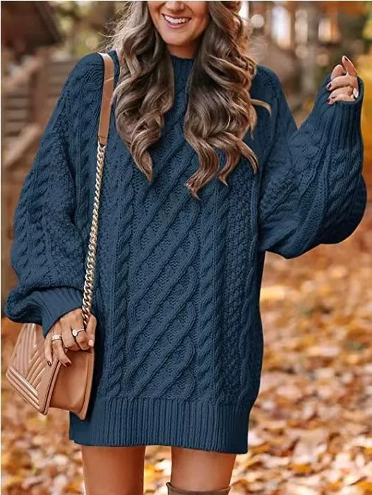 Wjczt fall trends 2024 outfits 2024 Knitwear Women's Long Sleeve Loose Half Turtleneck Collar Thick Needle Pullover plus Size Solid Color Sweater Coat Autumn and Winter