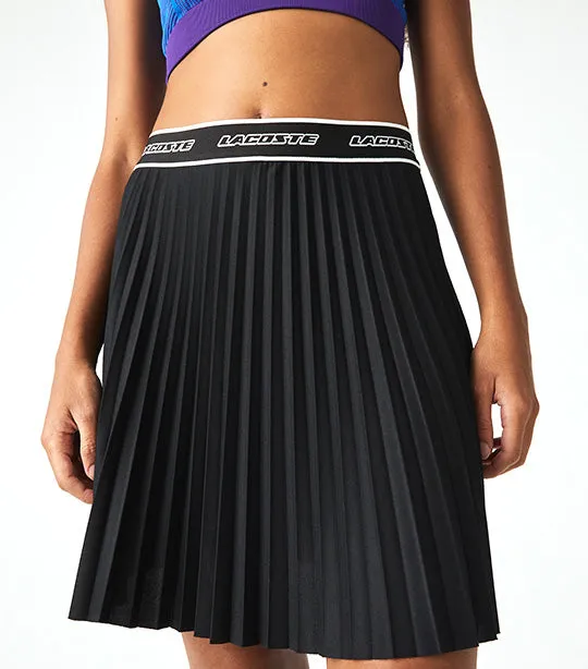 Women's Elasticised Waist Short Pleated Skirt Black